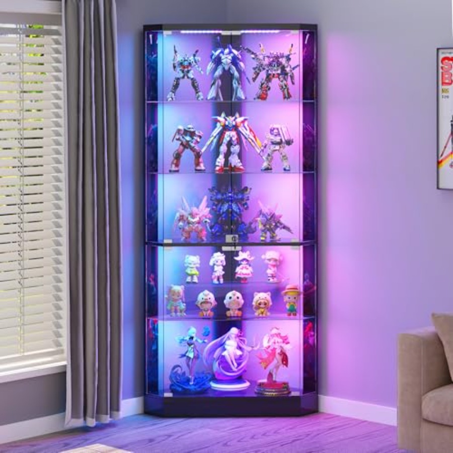 Display Case Acrylic - Vitrine de Canto com Luzes RGB